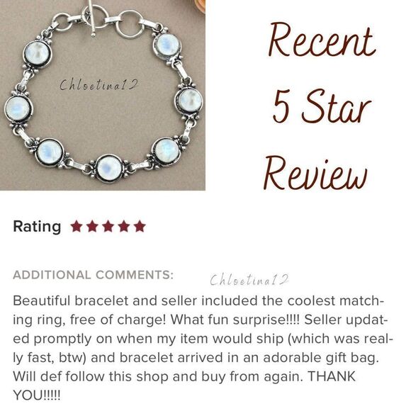 Sterling Silver Moonstone Gemstone Bracelet - Picture 4 of 7